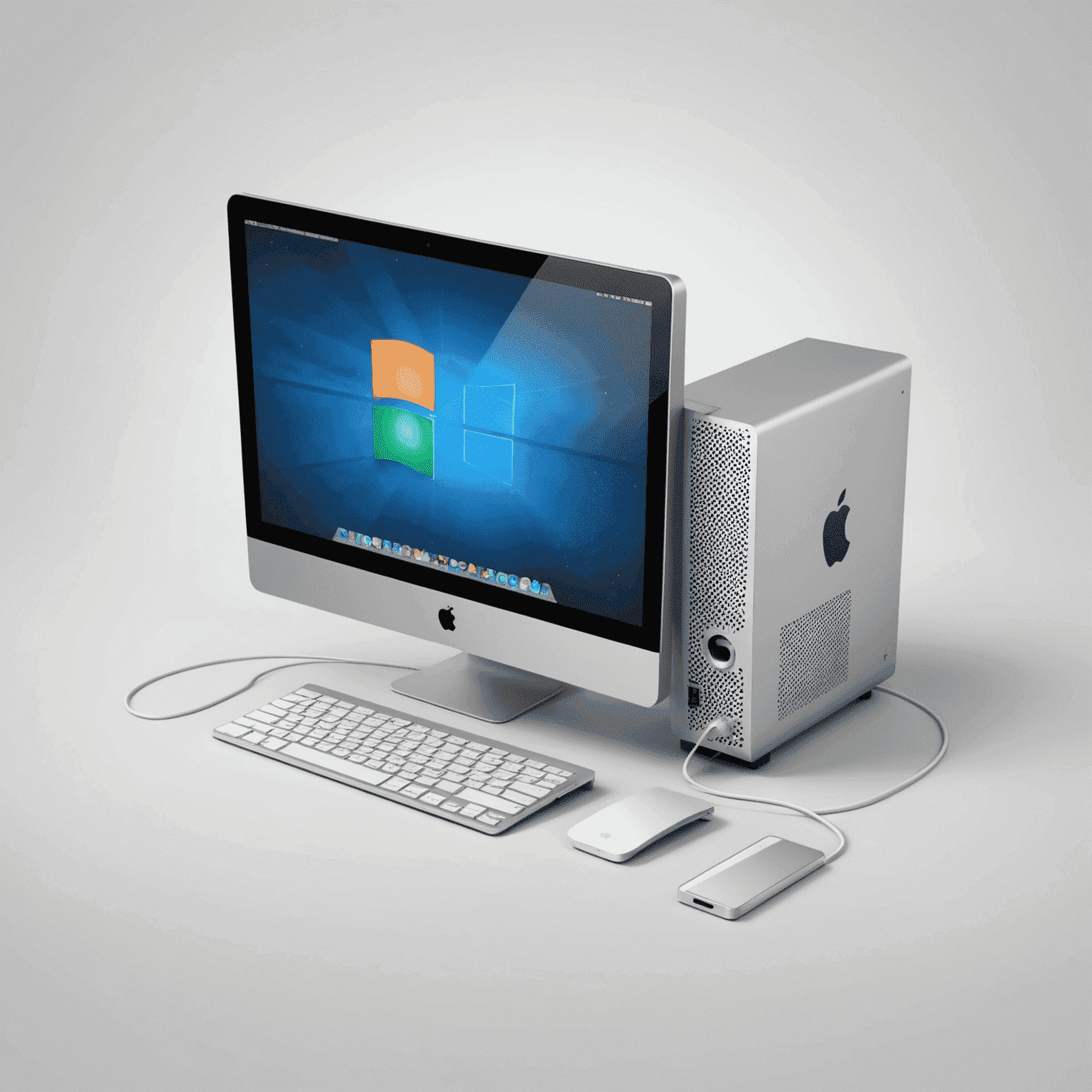 Illustration of a Mac computer seamlessly connected to an NTFS drive, showcasing smooth file transfer between macOS and Windows systems